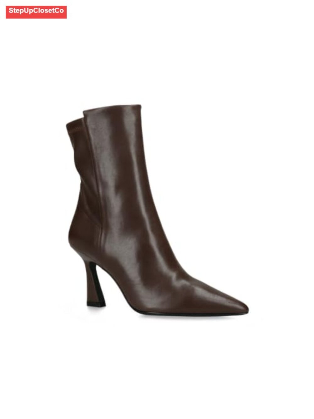 Womens Ankle Boots Faux Leather Kitten Heel Pointed Toe Booties Zip Dress Shoes